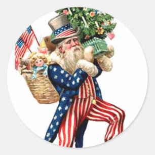Sticker Rond Oncle Sam Père Noël