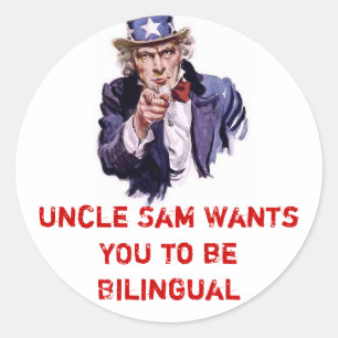 Sticker Rond Oncle Sam veut que tu sois bilingue