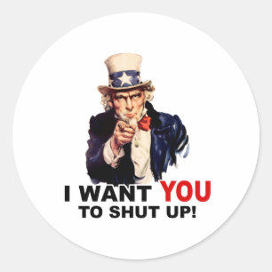 Sticker Rond Oncle Sam VEUT QUE TU TE TAIS