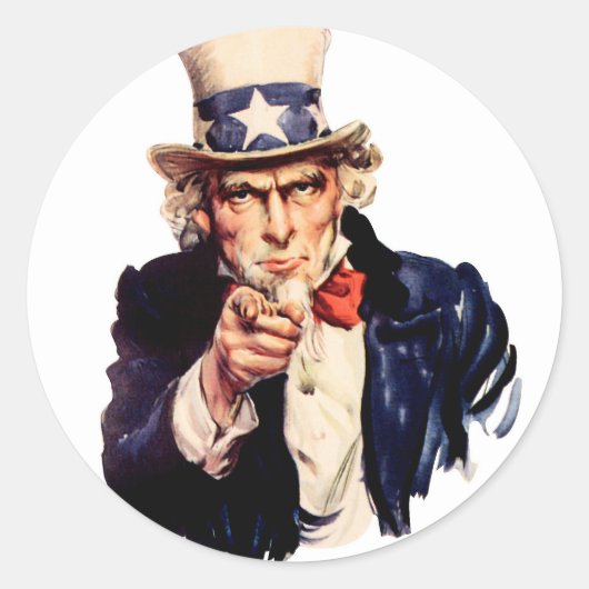 Sticker Rond Oncle Sam Vous Veut ! (Devant)