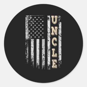 Sticker Rond Oncle Vintage Américain Drapeau Fête des pères 4 J