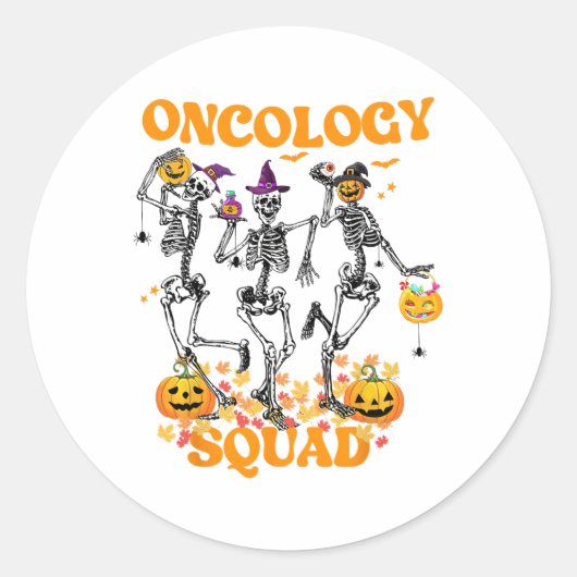 Sticker Rond Oncology Squad Skeleton Citrouille Fall Leçons Éff (Devant)