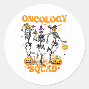 Sticker Rond Oncology Squad Skeleton Citrouille Fall Leçons Éff