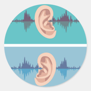 Sticker Rond Onde sonore à travers l'oreille humaine