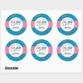 Sticker Rond Onder Girl rose et bleu Premier anniversaire (Feuille)