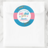 Sticker Rond Onder Girl rose et bleu Premier anniversaire (Sac)