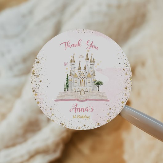 Sticker Rond One-ce Upon A Time Princess 1st Birthday Party