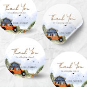 Sticker Rond One Happy Camper Camping Boy Birthday