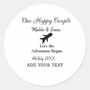 Sticker Rond One happy Couple, l'aventure commence co mariage