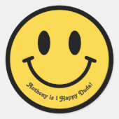 Sticker Rond "One Happy Dude" Retro 1er Anniversaire (Devant)