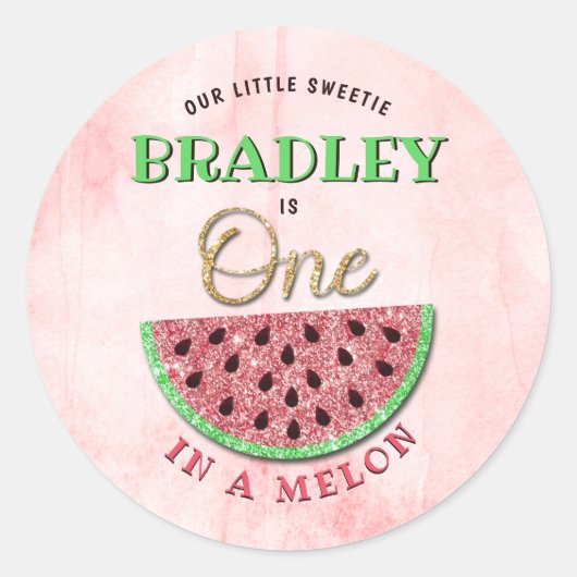 Sticker Rond One In A Melon 1er Anniversaire (Devant)