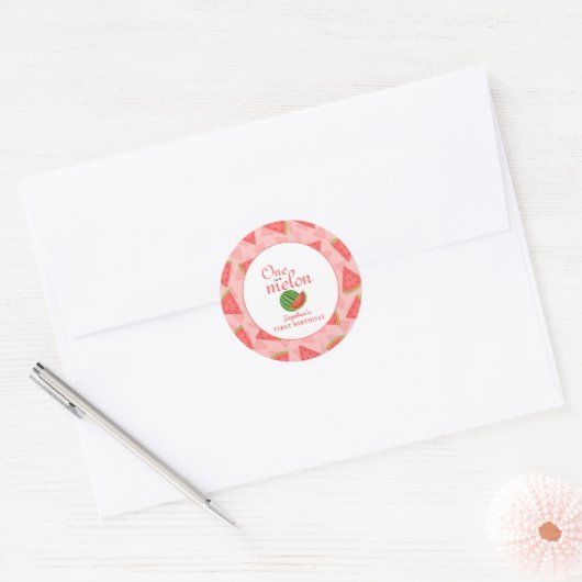 Sticker Rond One In A Melon 1er Anniversaire (Enveloppe)