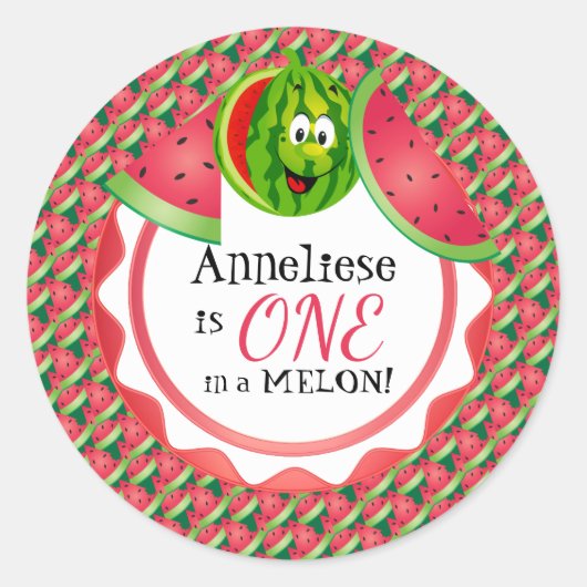 Sticker Rond One in A Melon - Anniversaire des enfants (Devant)