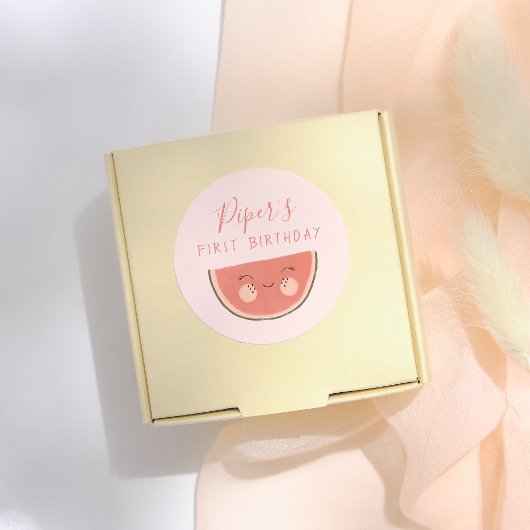 Sticker Rond One In A Melon First Birthday Party 