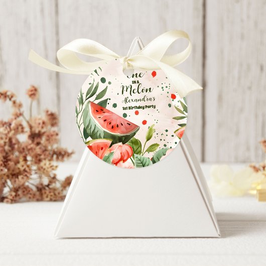Sticker Rond 'One in a Melon' mignonne Watermelon fille 1er ann