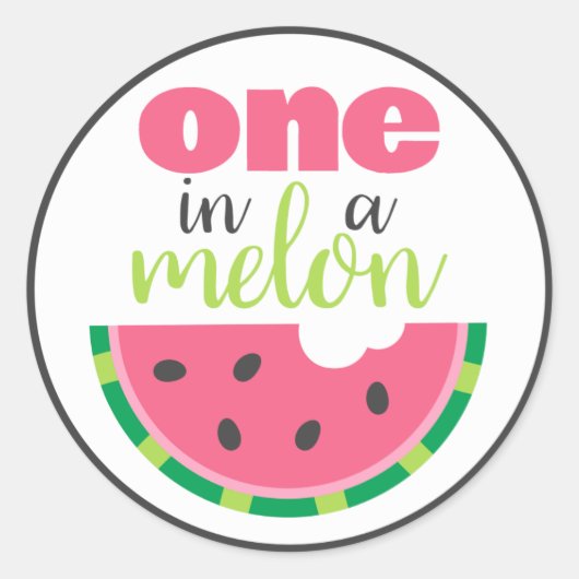 Sticker Rond One in a Melon Watermelon 1er Anniversaire Fête Fa (Devant)