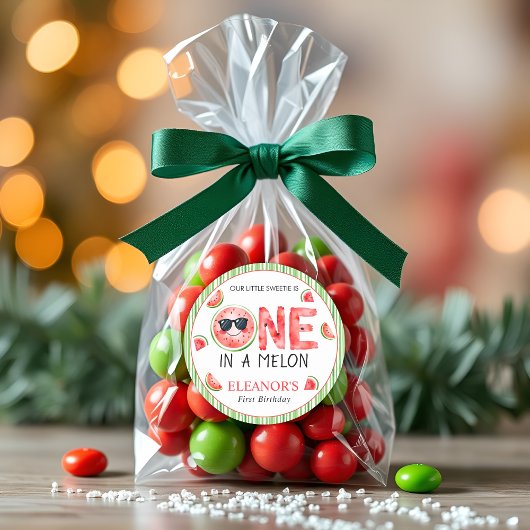 Sticker Rond One in a melon watermelon summer 1st Birthday