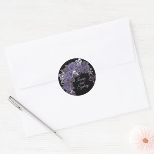 Sticker Rond One Love, Conception de mariage gothique prune