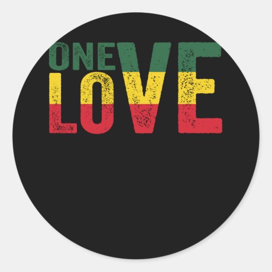 Sticker Rond One Love Jamaican Rasta (Devant)