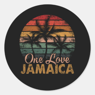 Sticker Rond One Love Jamaïque Cadeau Caraïbes vacances Reggae