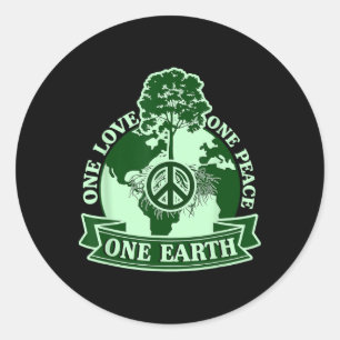Sticker Rond One Love One Peace One Earth Jour des terres mondi