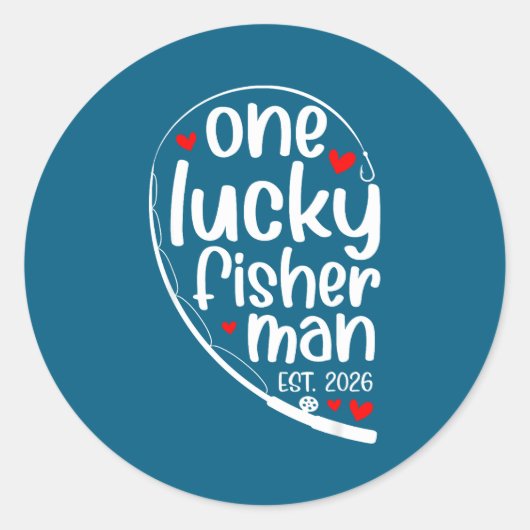 Sticker Rond One Lucky Fisher Man 2026 Heart Valentine Matching (Devant)