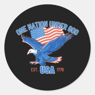 Sticker Rond One Nation Under God Usa Drapeau 4 juillet Est 177