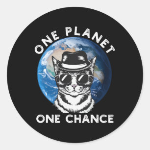 Sticker Rond One Planet One Chance Mère Jour des terres Hommes