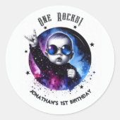 Sticker Rond One Rocks ! Custom Rock Star 1er anniversaire (Devant)