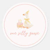 Sticker Rond One Silly Goose 1st Birthday (Devant)