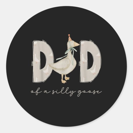 Sticker Rond One Silly Goose Daddy 1st First Birthday Family 20 (Devant)