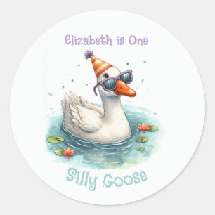 Sticker Rond "One Silly Goose" Premier anniversaire
