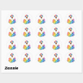 Sticker Rond One Silly Goose Rainbow Baby Shower (Feuille)