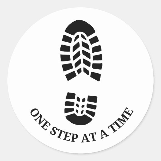 Sticker Rond One Step at a Time, Running Motivation (Devant)