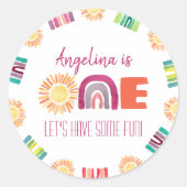 Sticker Rond ONE Sun & Rainbows 1ère Affiche de bienvenue d'ann (Devant)