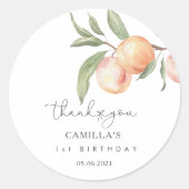 Sticker Rond One Sweet Peach 1er anniversaire (Devant)