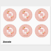 Sticker Rond One Sweet Peach 1er Anniversaire Rustique En vichy (Feuille)
