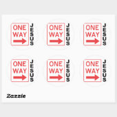 Sticker Rond One Way Rouge Noir (Feuille)