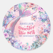 Sticker Rond Oneder La Queue de Sirène Pailletée Fleur (Devant)