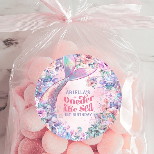 Sticker Rond Oneder The Sea Flower Glitter Mermaid Tail 