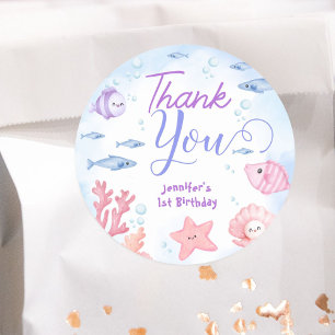 Sticker Rond ONEder The Sea ! Girl Cute Ocean 1er Anniversaire