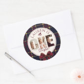 Sticker Rond OneDerful 1er Birtdhay Burgundy Classic Plaid (Enveloppe)