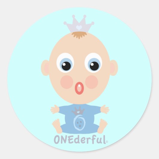 Sticker Rond ONEderful BABY Face - bleu (Devant)