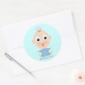 Sticker Rond ONEderful BABY Face - bleu (Enveloppe)