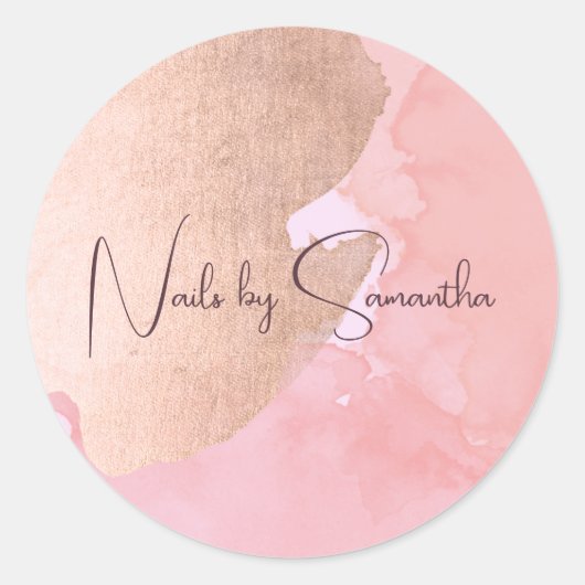 Sticker Rond Ongles d'or rose moderne (Devant)