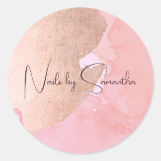 Sticker Rond Ongles d'or rose moderne