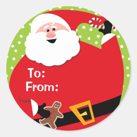 Sticker Rond Onglet Cadeau personnalisé Père Noël ronde (Devant)