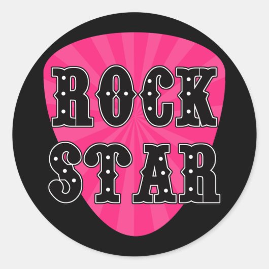 Sticker Rond Onglet de guitare Rock Star (Devant)