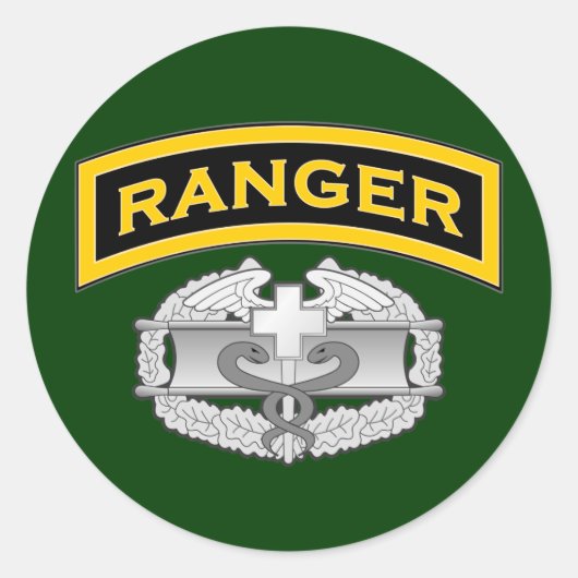Sticker Rond Onglet Ranger et badge de la médaille de combat (Devant)