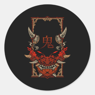 Sticker Rond Oni Hannya Ghost Japonais